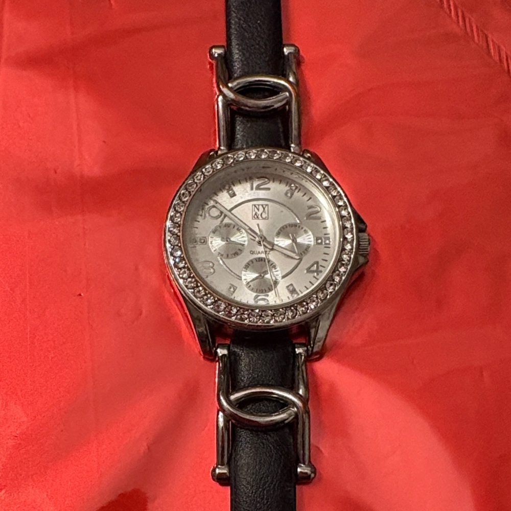 New York and Company Elegant Black and Silver Women's Watch